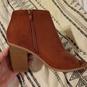 Burnt Orange Open Toed Booties